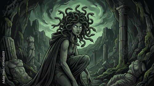 Terrifying Medusa With Snake Hair And Stone Gaze
