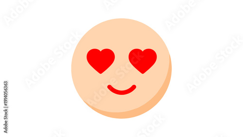 an adorable emoji face with glowing red heart eyes and a cheerful smile conveying deep love happiness and affection ideal for modern digital communication.