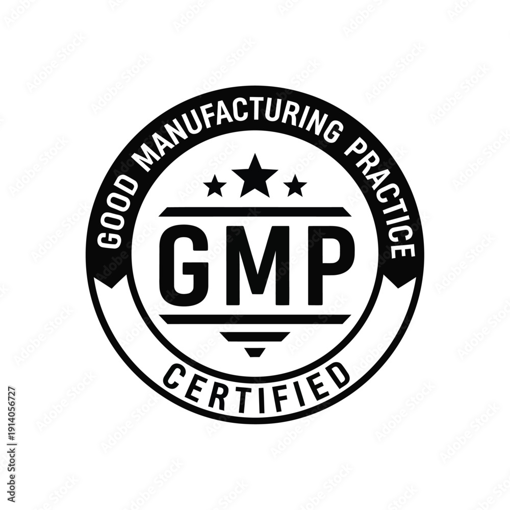 Fototapeta premium Vector illustration icon good manufacturing practice certified badge with gmp label and stars