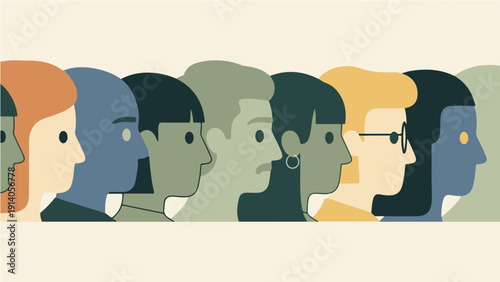 diverse crowd of people in profile a minimalist illustration showcasing inclusivity community and different perspectives