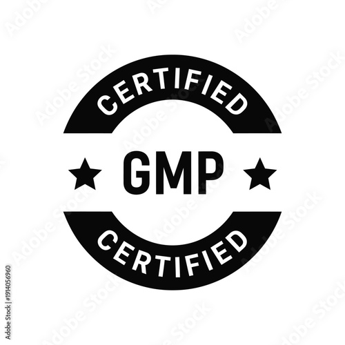 Vector illustration icon certified gmp black and white logo