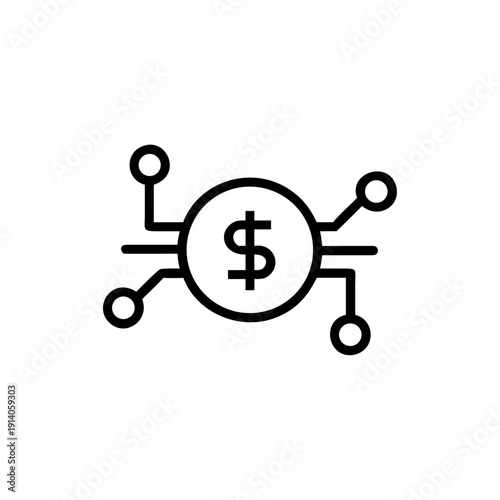 Abstract vector illustration set featuring a bicycle silhouette on a circular road with a business money symbol and clock icon design elements