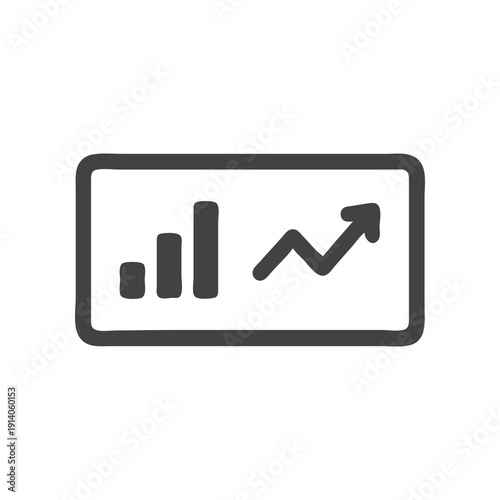 Minimal dashboard icon with bar and line charts representing analytics and data monitoring. Perfect for admin panels, business reports, finance apps, SaaS platforms, and modern flat vector design proj