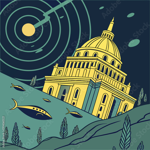 Futuristic Lost Civilization With Black Hole Energy Under Ocean