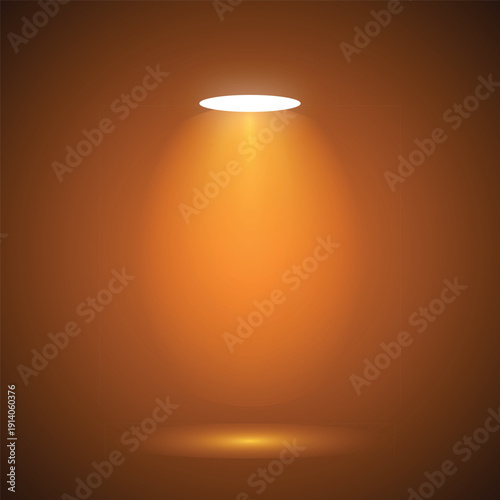 A single light source shining brightly in a dark room