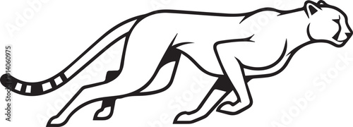 Cheetah running fast vector illustration silhouette isolated black art