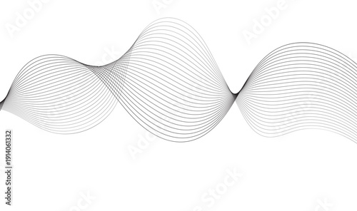 Abstract Fluid Wavy Lines Flow | Sophisticated Monochrome Wave Pattern with Layered Curves on White Background Vector Illustration 