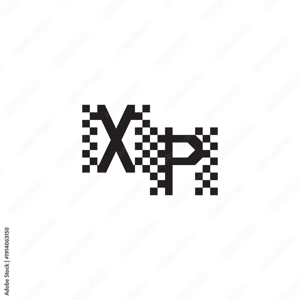 Obraz premium XP Alphabet Design Modern Abstract Bold Initial Pixel Vector Alphabet Logo Monogram