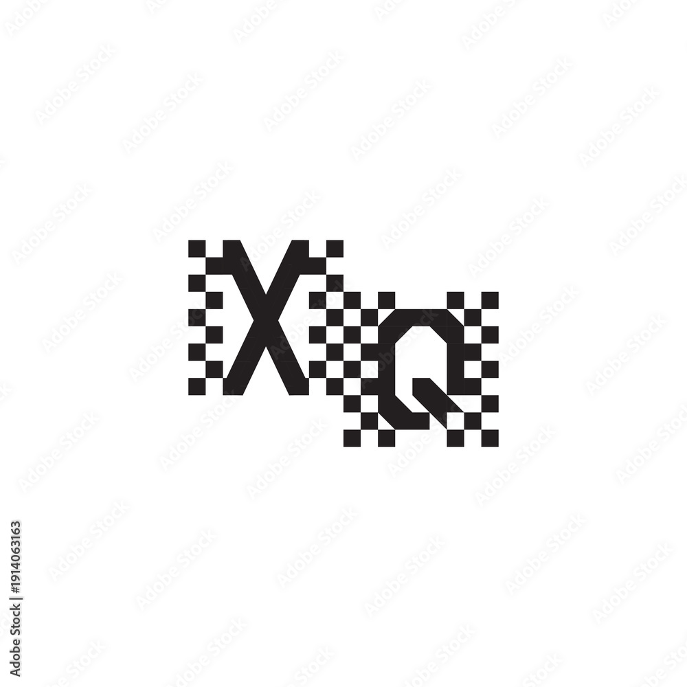 Obraz premium XQ Alphabet Design Modern Abstract Bold Initial Pixel Vector Alphabet Logo Monogram