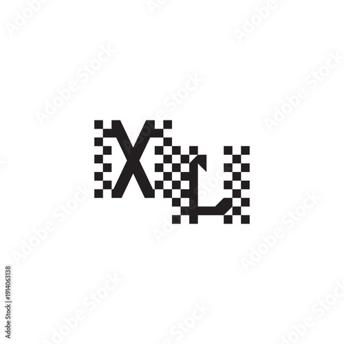 XL Alphabet Design Modern Abstract Bold Initial Pixel Vector Alphabet Logo Monogram