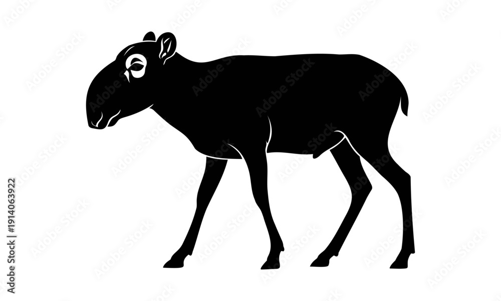 Obraz premium Saiga Antelope Silhouette Walking – Rare Wildlife Vector Isolated