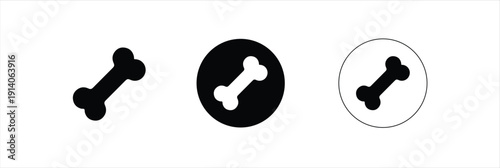 Dog Bone Icon Set for Pet Food and Veterinary Care Vector Illustration