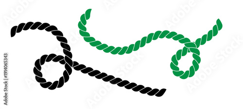 Rope collections isolated PNG. Brushes rope patterns, hand drawn vector illustration green music note with headphones