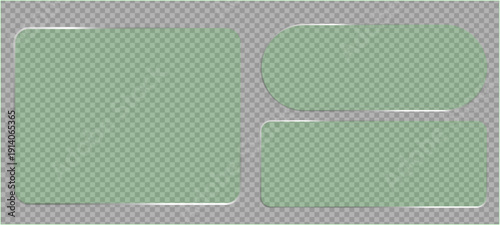 Light frame smartphone icon interface isolated for dark theme. White UI square and circle banner collage with glow stroke abstract blue background with squares seamless pattern with green leaves