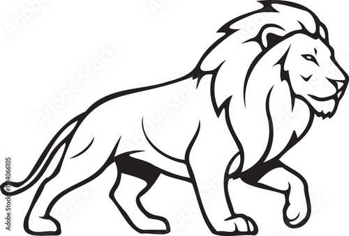 Lion head silhouette profile vector illustration for powerful brand