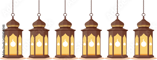 Ramadan Lantern 3D - Isolated Golden Lantern Celebration Lamp Realistic 3D Illustration