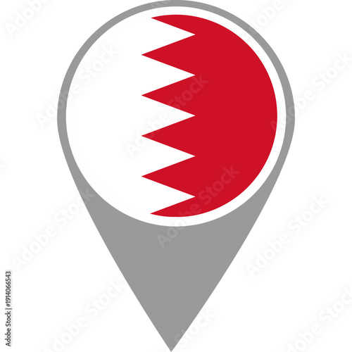 Bahrain flag location pin, Bahrain flag on location pin, Bahrain map pointer in high quality