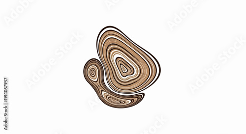 Abstract organic shapes with concentric rings in earthy tones on a white background