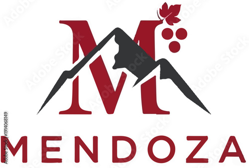 Mountain peak with grapes and bold text below