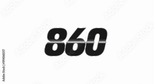 Bold, stylized numbers "860" with a reflective, gradient effect against a white background