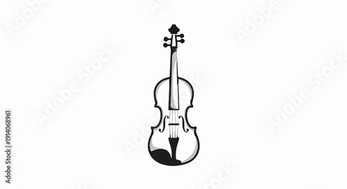A black and white drawing of a violin with a rough outline, set against a white background