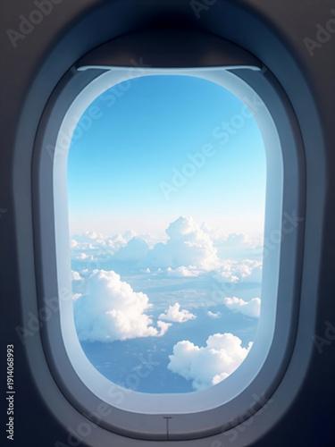 Wallpaper Mural Beautiful Aerial View of Fluffy White Clouds Through an Airplane Window During Flight Torontodigital.ca