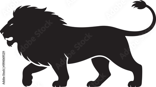 lion silhouette set. isolated vector image of african carnivore