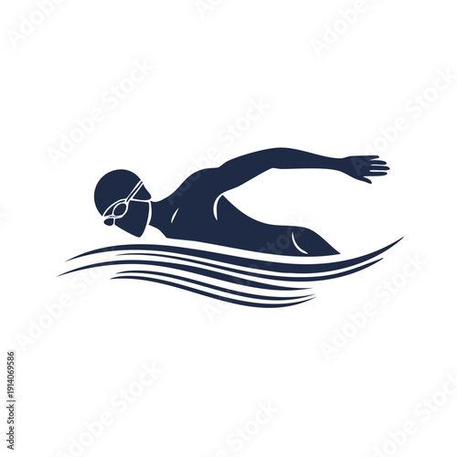 A swimmer in a sleek swimsuit gliding through the water with grace and speed from a side view