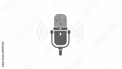 Vintage microphone with sound waves.