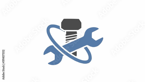 Wrench and screw repair tools icon.