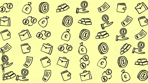 Money and finance icons like coins, gold, and wallets. Suitable for financial presentations, websites, or articles needing financial elements.
