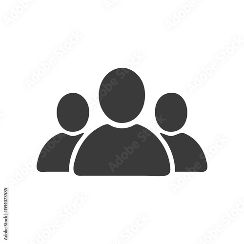 Minimal user group icon with multiple silhouettes representing team, community, and collaboration. Ideal for social apps, admin dashboards, HR systems, business platforms, and modern flat vector desig