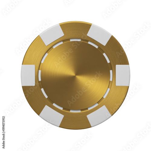 Golden poker chip with white accents golden chip casino chip luxury isolated on a transparent background