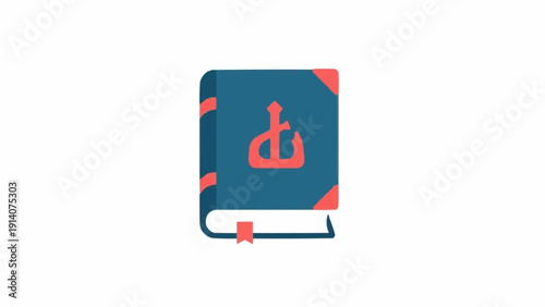 Tableau sur toile Blue Book with Anchor Symbol Illustration.