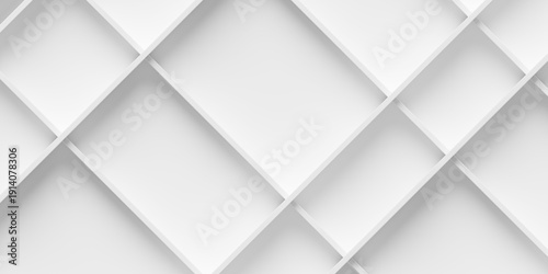 Diagonal irregular walls grid with offset geometry background wallpaper banner, clsoe up with copy space, flat lay top view