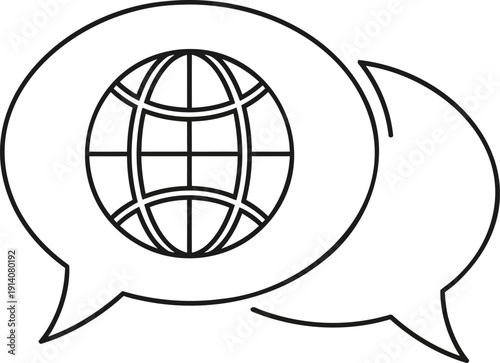 Global Communication Speech Bubble Line Icon