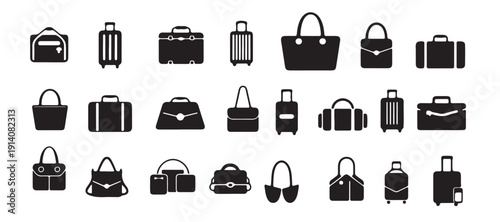 Vector Illustration of Various Types of Bags and Luggage
