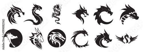 collection of dragon logos