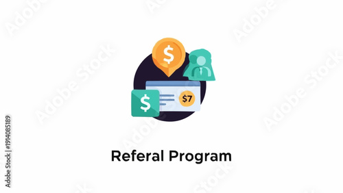 Referral Program Icon with Dollar Symbols.
