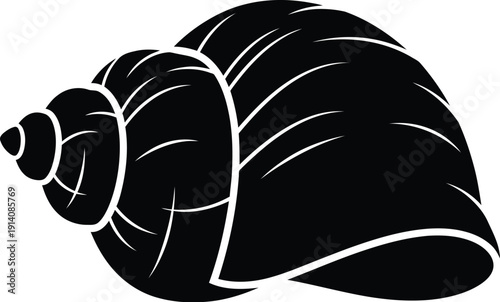 Seashell spiral outline icon represents a common gastropod mollusk shape.
