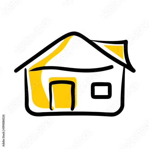 hand drawn yellow house icon