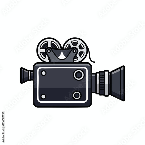 Vintage Film Camera with Reels and Lens for Film Production and Photography