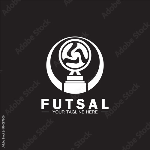 Futsal or Soccer Championship Trophy Logo Design vector  icon template.champions futsal trophy for winner award
