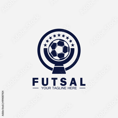 Futsal or Soccer Championship Trophy Logo Design vector  icon template.champions futsal trophy for winner award