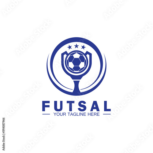 Futsal or Soccer Championship Trophy Logo Design vector  icon template.champions futsal trophy for winner award