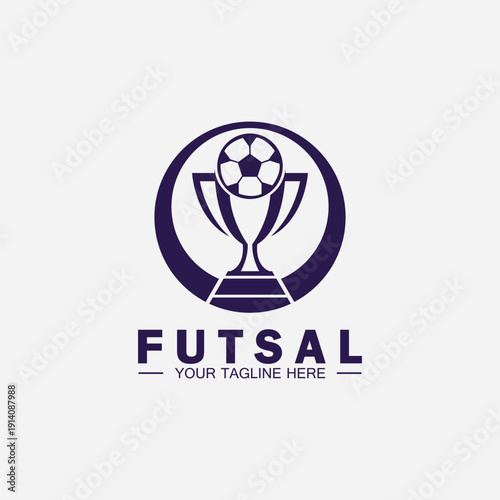 Futsal or Soccer Championship Trophy Logo Design vector  icon template.champions futsal trophy for winner award