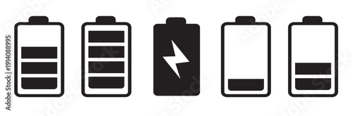 battery icon set battery level indicators battery charger 