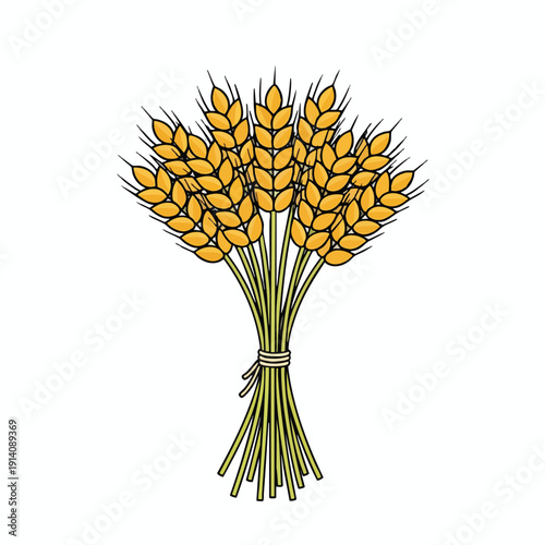 Golden Wheat Ears Bouquet Illustration