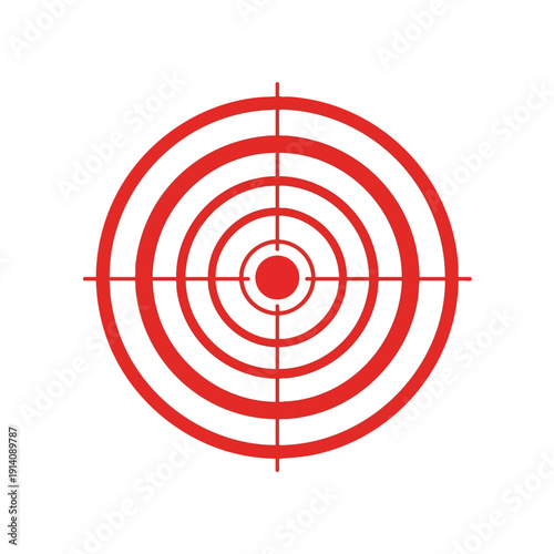 Close Up of a Red Target Icon for Shooting or Gaming Illustration