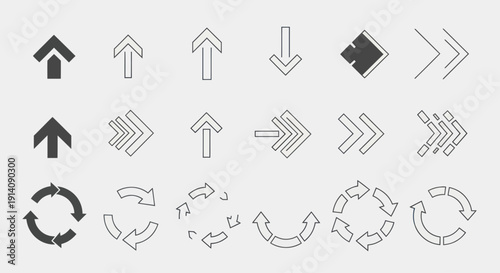 Collection of arrow and direction symbols